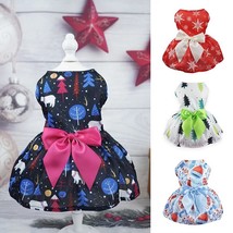Winter Pets Dresses Christmas Dog Clothes Warm Cute Printed Skirt for Puppy Cat  - £3.27 GBP+