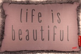 Peace Love World Life Is Beautiful throw pillow 20 x 14 inches Faux Fur ... - $22.76