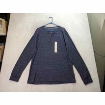 St. John&#39;s Bay Shirt Mens Size XL Blue Cotton Long Raglan Sleeve Henley Neck - £12.98 GBP