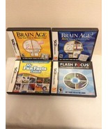 Lot of 4 Complete Nintendo DS Brain Age 1 &amp; 2, h Focus &amp; My Fun Facts LNC - £14.11 GBP