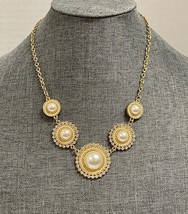 Charming Charlie Signed Rhinestone and Pearl Necklace Choker Vintage - $11.25
