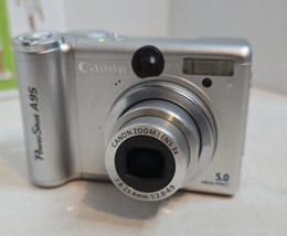 PowerShot A95 Canon Digital Camera 3x Optical Zoom Silver TESTED &amp; WORKING Works - £60.89 GBP