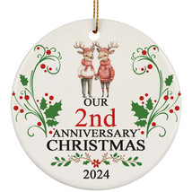 Deer Couple Our 2nd Anniversary 2024 Ornament Gift 2 Years Christmas Together - $14.80