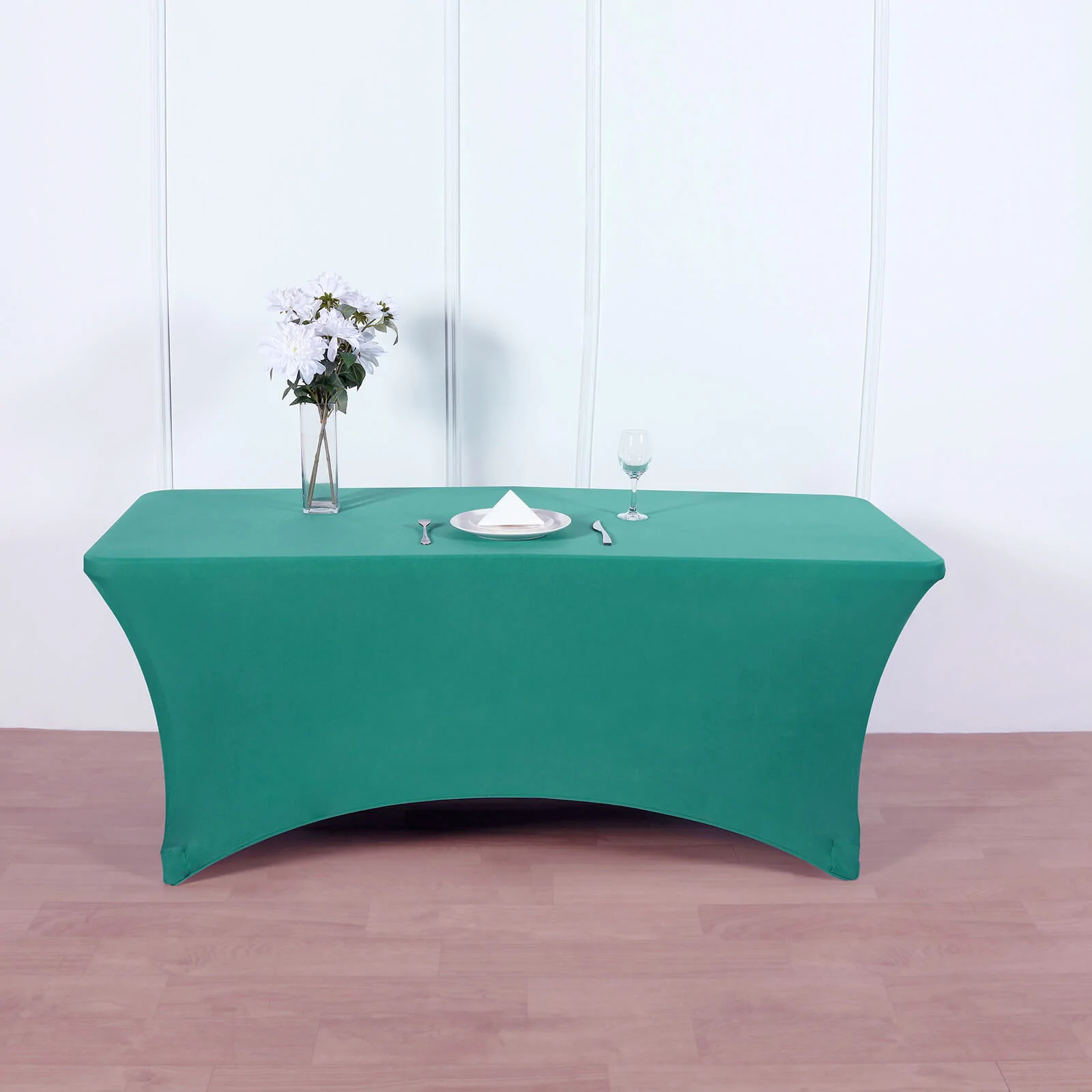 Teal - 6 Ft Rectangular Spandex Table Cover Wedding Party - £31.17 GBP