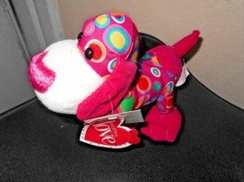 Love Everything Polka Dot Pink Plush Dog Multicolor Stuffed Animal Toy - £3.70 GBP