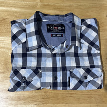 ECKO UNLTD Mens 3XL blue PLAID Authentic Classic BUTTON SHIRT DENIM TRIM - $16.27