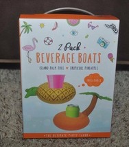 Drink Holders Pool Floaties 2 Inflatable Beverage Palm Tree Party Beach ... - $5.94