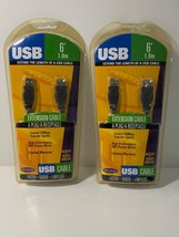 Belkin 6&#39; USB2 Extension Cable, New &amp; Sealed! F3U134-06, Two Cables! - $10.89