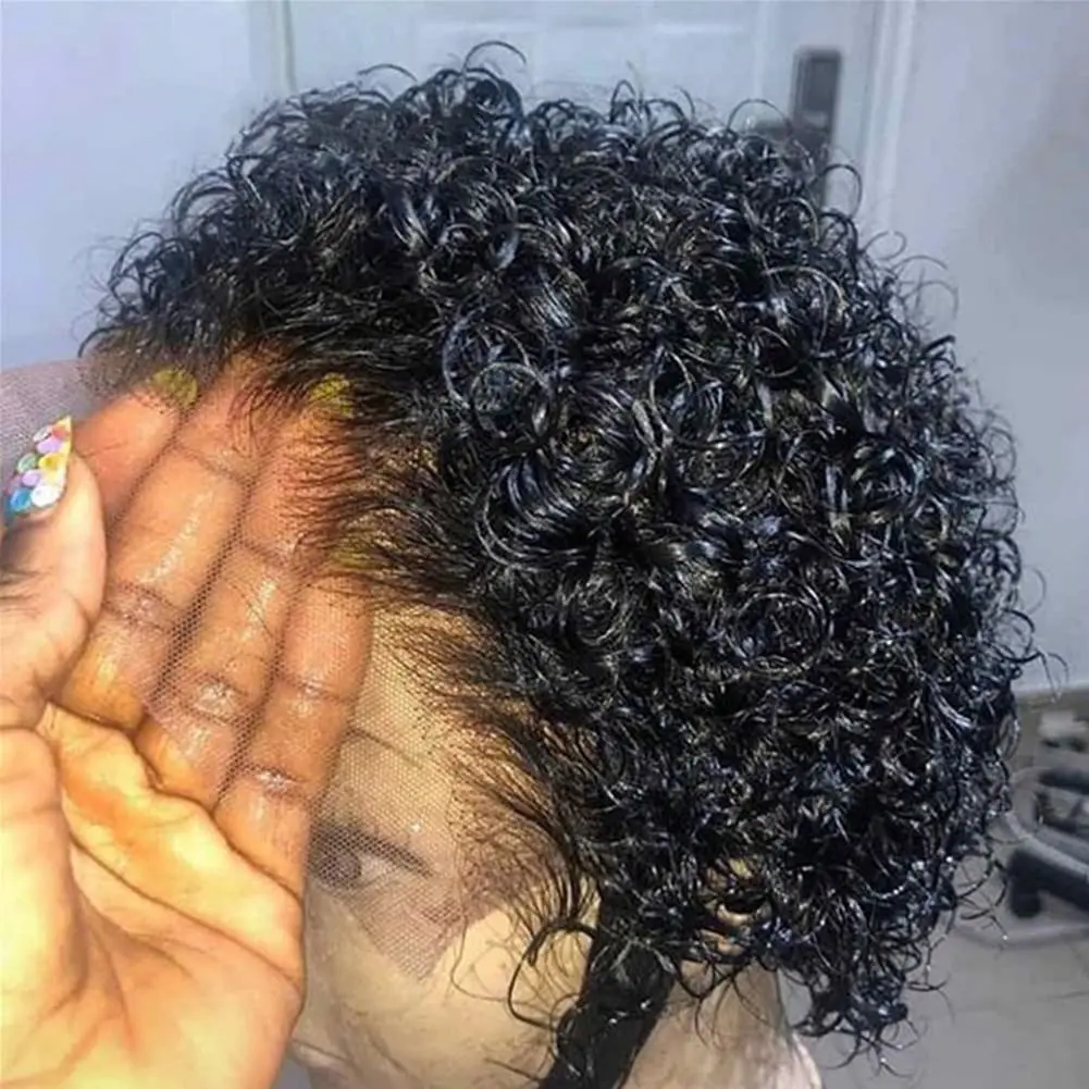 Pixie Cut Wigs For Women Human Hair Colors 99J Raw Indian Short Bob Kinky Cur - £30.53 GBP+