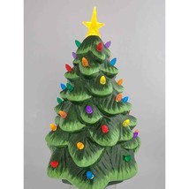Mr. Christmas Green Ceramic Christmas Tree LED Lights 14&quot; Battery Operated - $54.20