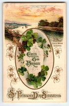 St Patrick&#39;s Day Postcard John Winsch Raised Fabric Front Castle Bridge Buncrana - $40.50