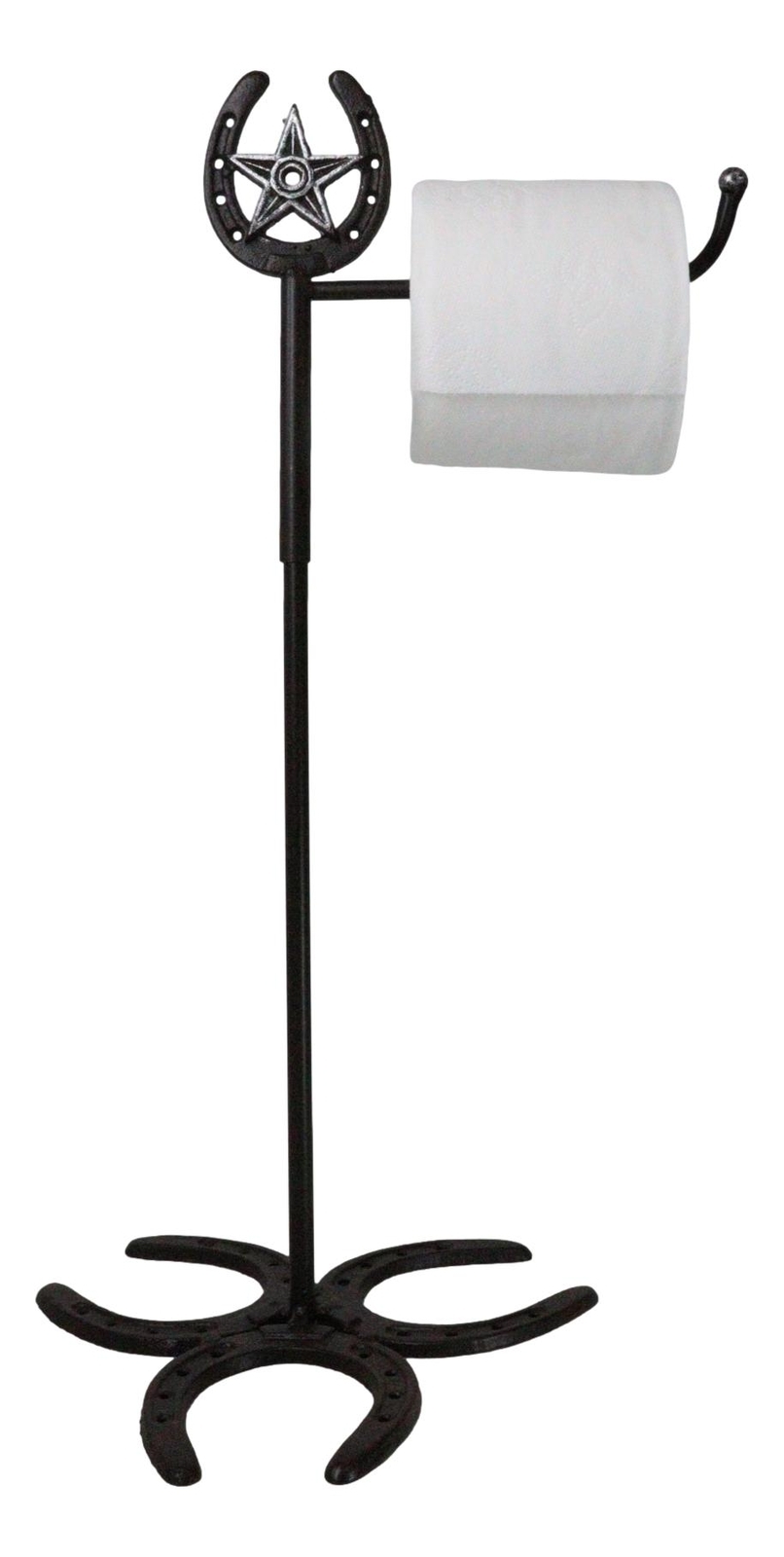 Rustic Western Lone Star Lucky Horseshoes Free Standing Toilet Paper Holder - $38.99