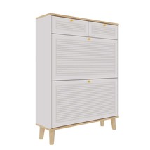 Modern Compact Shoe Cabinet: Flip-Up Doors, Drawers, Entryway Storage - $2,584.44 MXN