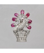 925 Silber Pfau Anhänger Brosche roter Rubin Mossianit Edelstein / Gesch... - $15,352.98 MXN