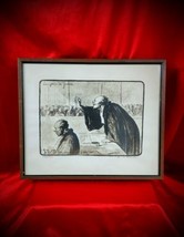 Vtg 1800s Framed Art Honore Daumier France 1808-1879 Lithograph La Bon Argument - £760.79 GBP
