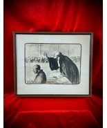 Vtg 1800s Framed Art Honore Daumier France 1808-1879 Lithograph La Bon A... - £764.48 GBP