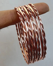 Set Of 7 Pc Pure Copper Bangles, Women Bracelet Bangle, Healing Bangles,... - $27.49+
