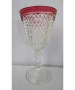 Vintage Indiana Glass Diamond Point Tall Ruby Flash Footed Urn Vase 11&quot; ... - £19.65 GBP
