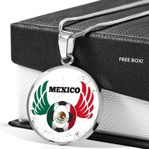 Mexico Futbol/Soccer Circle Necklace Stainless Steel or 18k Gold 18-22&quot; - £34.13 GBP+