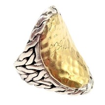 John Hardy JH Silver 22k Yellow Gold Classic Palu Saddle Cocktail Ring sz 7 - $600.00