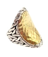 John Hardy JH Silver 22k Yellow Gold Classic Palu Saddle Cocktail Ring sz 7 - $11,308.82 MXN