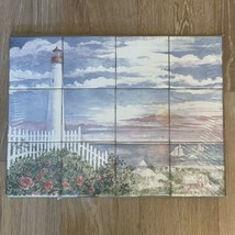 Ocean View Lighthouse 12 Piece Ceramic Paul Brent Art Tile Mural 13 x 17... - £50.83 GBP