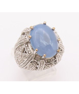 925 Sterling Silver Vintage Ring KARIS Chalcedony Beaded Carved Sz 8  RG... - $112.45 CAD
