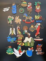 23 Vintage Wood Cut Out Ornaments Folk Art Display Hand Painted - $19.78