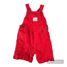 Carter&#39;s Boys 12M Red Cotton Snap Button Overall Bibs with Blue Anchors - £7.08 GBP