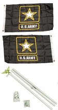 2x3 2&#39;x3&#39; Army Star Double Sided 2ply Flag White Pole Kit - $38.88