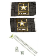 2x3 2&#39;x3&#39; Army Star Double Sided 2ply Flag White Pole Kit - $38.88