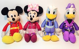 Disney JR Roadster Racers Plush Mickey Minnie Donald Daisy Beanies Set of 4 - 9&quot; - £31.96 GBP