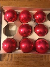 Set Of 8 Red Glass Christmas Ornaments - £12.71 GBP