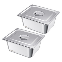 VEVOR 2 Pack Stainless Steam Hotel Pans, 1/2 Size Table Pans With Lids, ... - $31.99