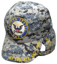 United States Navy by Sea, Air, and Land Blue ACU Digital Camo Embroidered Cap U - £15.85 GBP