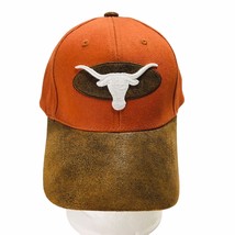 NWT VTG 90s Texas Longhorns Suede Bill T.E.I. Strapback Spell-out Hat Ca... - £75.05 GBP