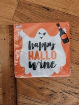 Halloween Napkins &quot;Happy Hallo WINE&quot; Ghost With Glass And Bottle Orange ... - £2.22 GBP