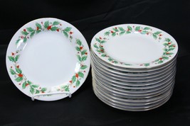 China Pearl Noel Salad Plates Christmas 7.5&quot; Set of 15 Brown Back Stamp - £36.11 GBP