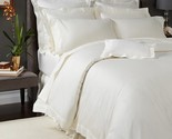 Sferra Fiona Ivory Twin Duvet Cover Solid 100% Cotton Sateen Hemstitch I... - £106.15 GBP