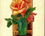 Pâques Voeux Roses En Vase en Relief 1909 DB Carte Postale E4 - $8.13