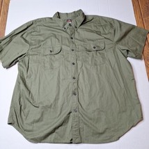 Ridgecut Toughwear Men 3XL Dark Green Cotton Short Sleeve Button Down - £17.44 GBP