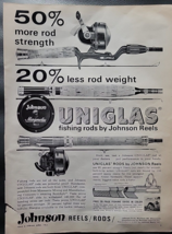 Vintage 1963 &quot;Uniglas&quot; Fishing Rods by Johnson Reels Print Ad - £6.86 GBP