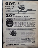 Vintage 1963 &quot;Uniglas&quot; Fishing Rods by Johnson Reels Print Ad - £6.74 GBP