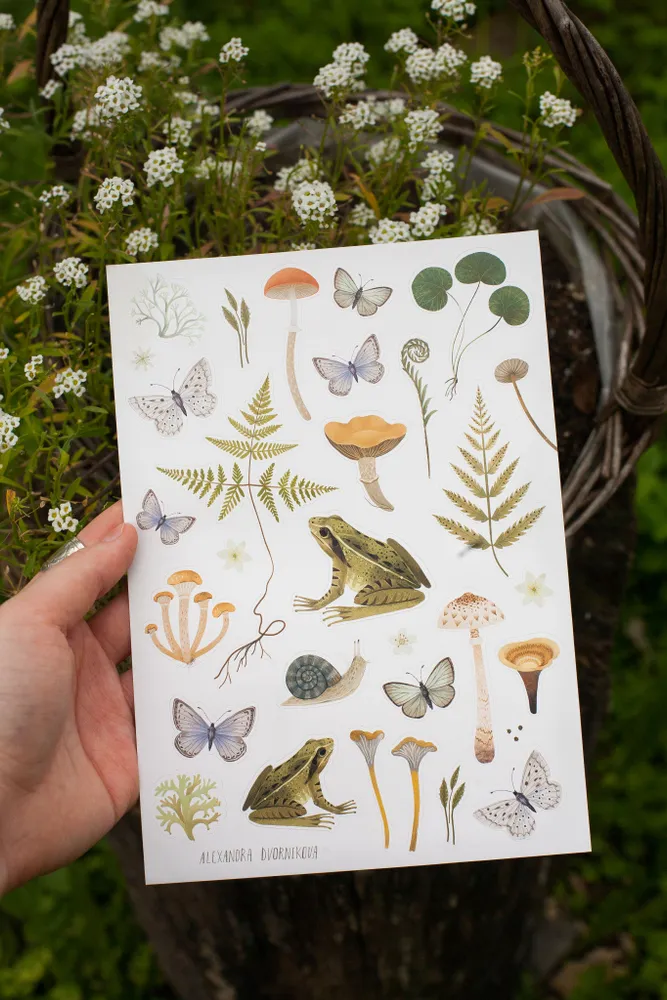 Frogs and Butterflies Vinyl Sticker Pack Mori Girl Naturecore - $14.99