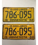 Match Number Set Pair 1952 786095 MINNESOTA MN LICENSE PLATE TAG ORIGINA... - £71.04 GBP