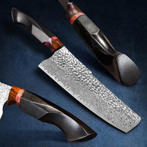 Handmade Damascus Nakiri Knife 8 Inch Chef’s Vegetables Tool New  - £136.28 GBP