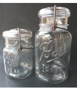 Vintage Ball Ideal Clear Bail Top Canning Mason Jar w/Glass Top Quart an... - £20.43 GBP
