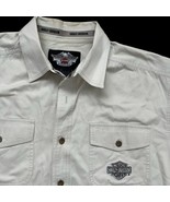 Harley Davidson Brand Large Camp Shirt Beige Logo Short Sleeve Motorcycl... - $313.38 MXN