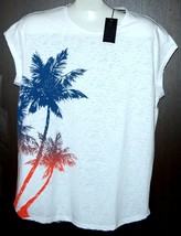 Xios Mens White Palm Design T-Shirt Cotton Sz 2XL  NEW - £10.91 GBP