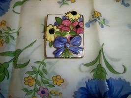 Vintage Ceramic Floral Bow Brooch  - $11.99